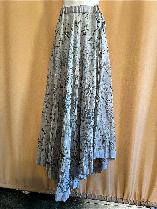 Chan Luu Dresses & Skirts - Chan Luu Floral Embroidered Maxi Skirt in Gray & Blue